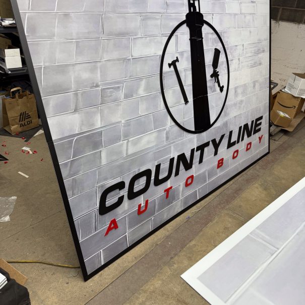 Krypton Design custom signage for County Line Auto Body